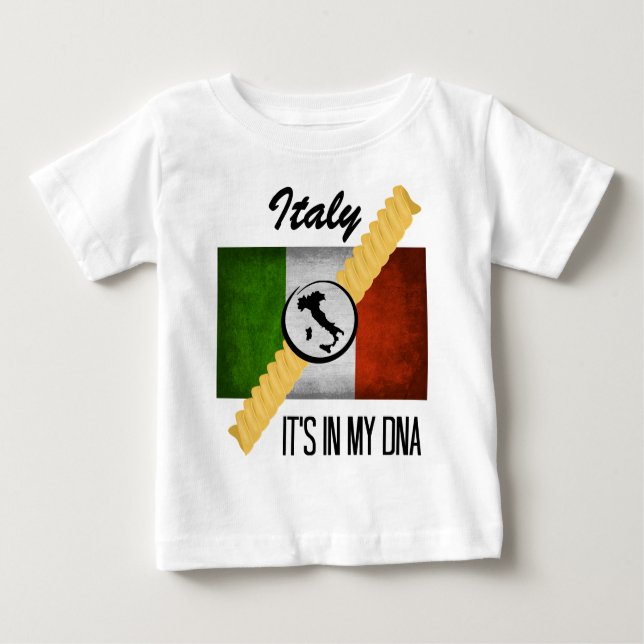 Italy It's in My DNA Ancestry Italian Flag Rotini Baby T-Shirt (Front)