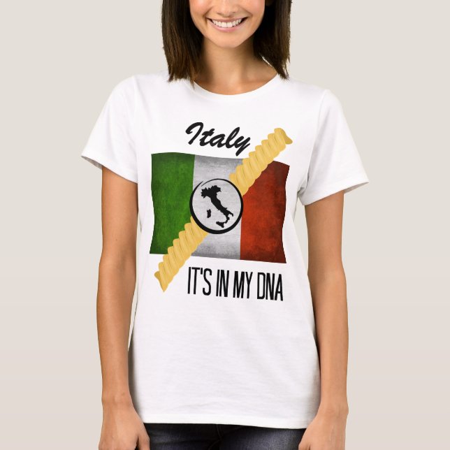 Italy It's in My DNA Ancestry Italian Flag Rotini T-Shirt (Front)