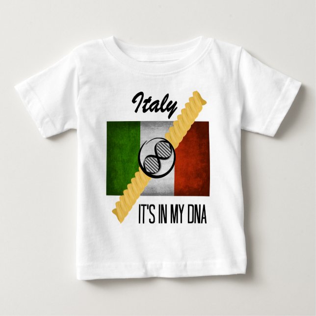 Italy It's in My DNA Molecule Italian Flag Rotini Baby T-Shirt (Front)