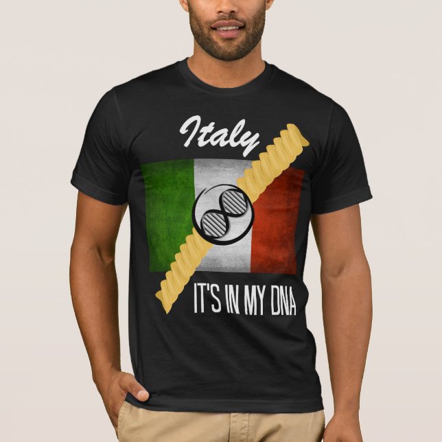 Italy It's in My DNA Molecule Italian Flag Rotini T-Shirt (Front)