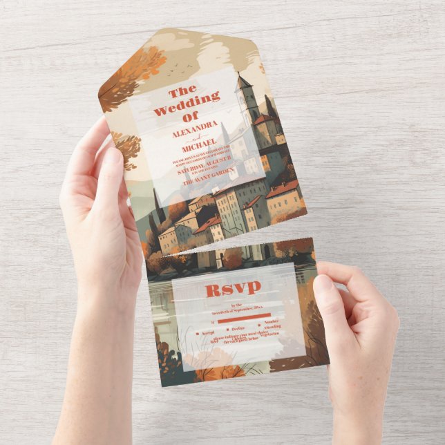Italy Lake Como Destination Wedding All In One Invitation (Tearaway)