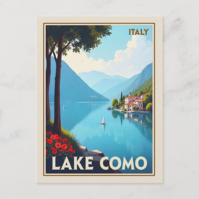 Italy Lake Como Vintage Travel Postcard (Front)
