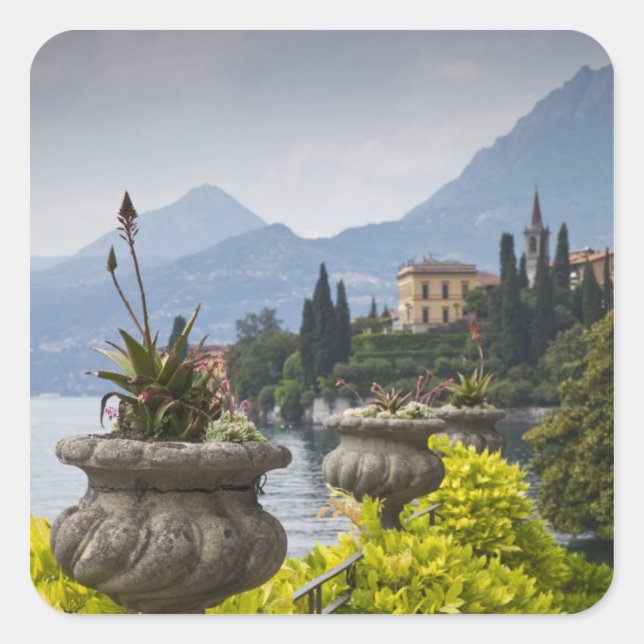 Italy, Lecco Province, Varenna. Villa Monastero, 2 Square Sticker (Front)
