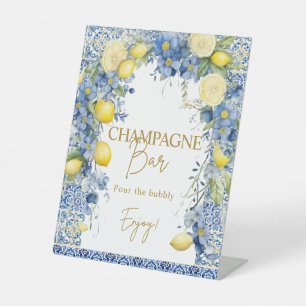 Italy Lemon Blue Tiles Bubbly Champagne Bar Sign