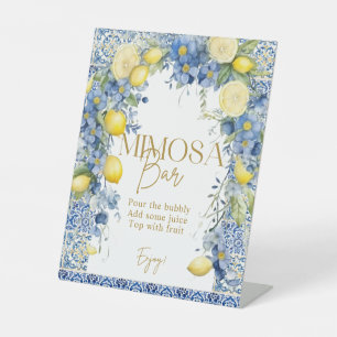 Italy Lemon Blue Tiles Mimosa Bar Sign