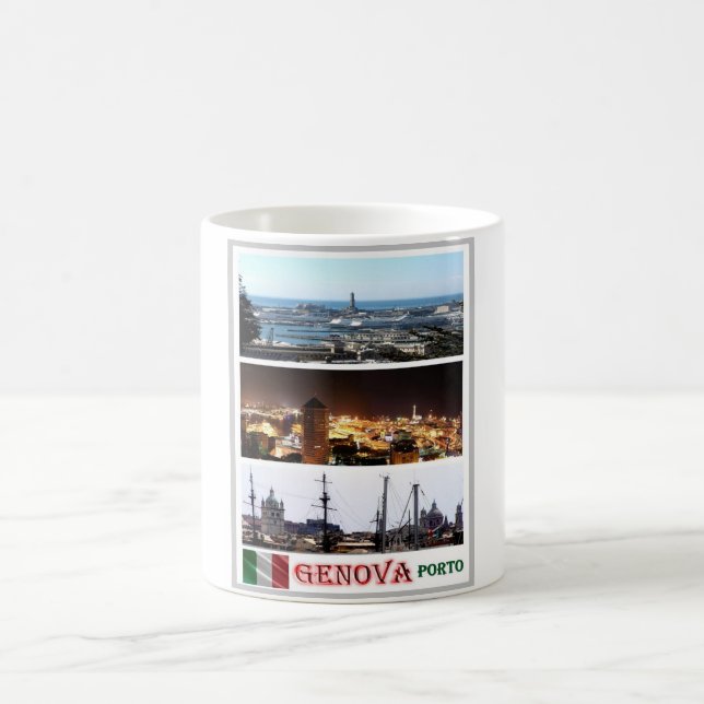 Italy - Liguria - Genoa - Mosaic - Harbour - Coffee Mug (Center)