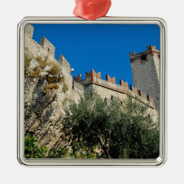 Italy, Malcesine, Lake Garda, Castle Scaligero Metal Tree Decoration (Front)
