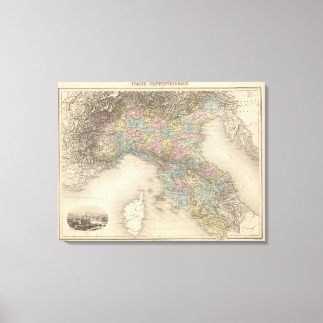 Italy Map 2 Canvas Print (Front)