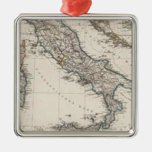 Italy Map by Stieler Metal Tree Decoration