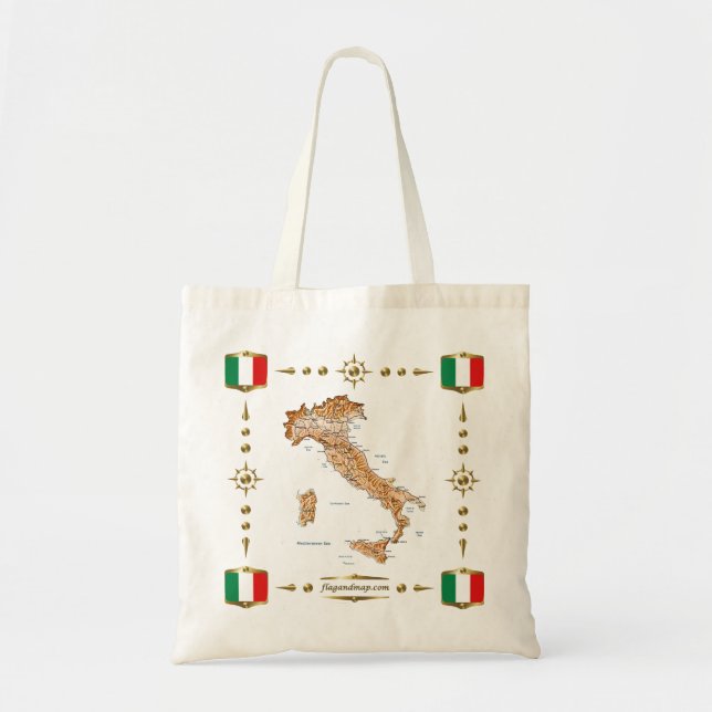 Italy Map + Flags Bag (Front)