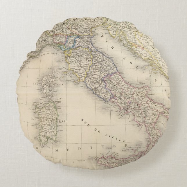 Italy Map Round Cushion (Front)