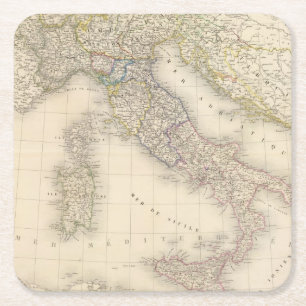 Italy Map Square Paper Coaster