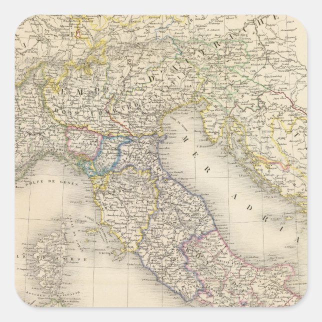 Italy Map Square Sticker (Front)
