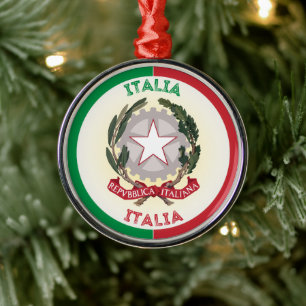 Italy National Emblem Circle Shape Metal Tree Decoration