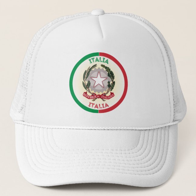 Italy National Emblem Circle Shape Trucker Hat (Front)
