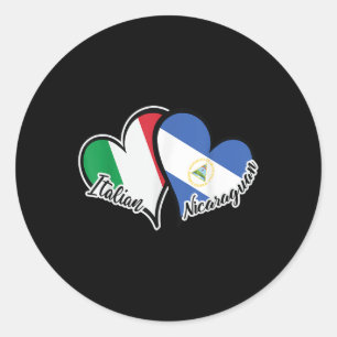 Italy Nicaragua Flag Heart Half Italian Half Nicar Classic Round Sticker
