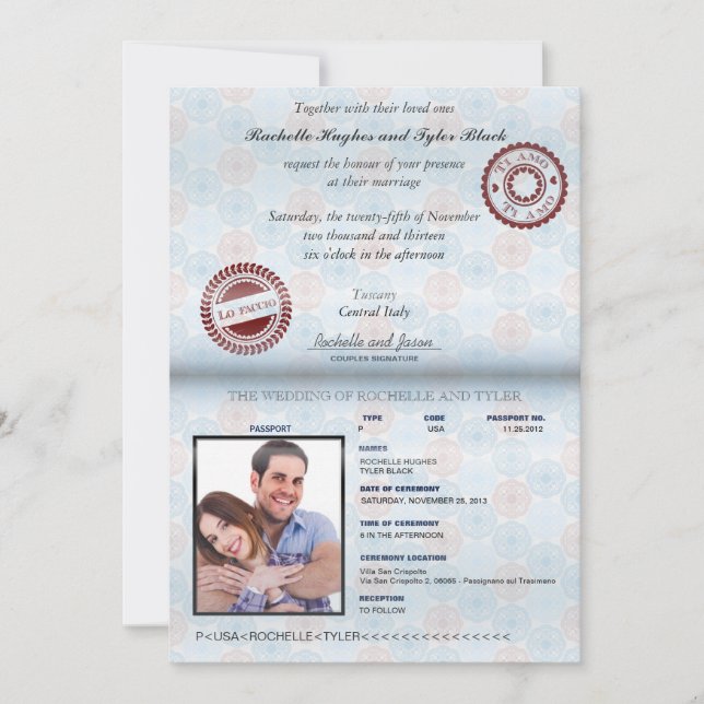 Italy Passport (rendered) Wedding Invitation II (Front)