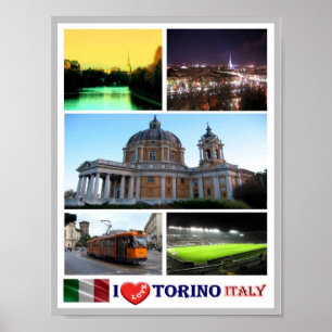 Italy - Piedmont - Torino - I Love - Poster