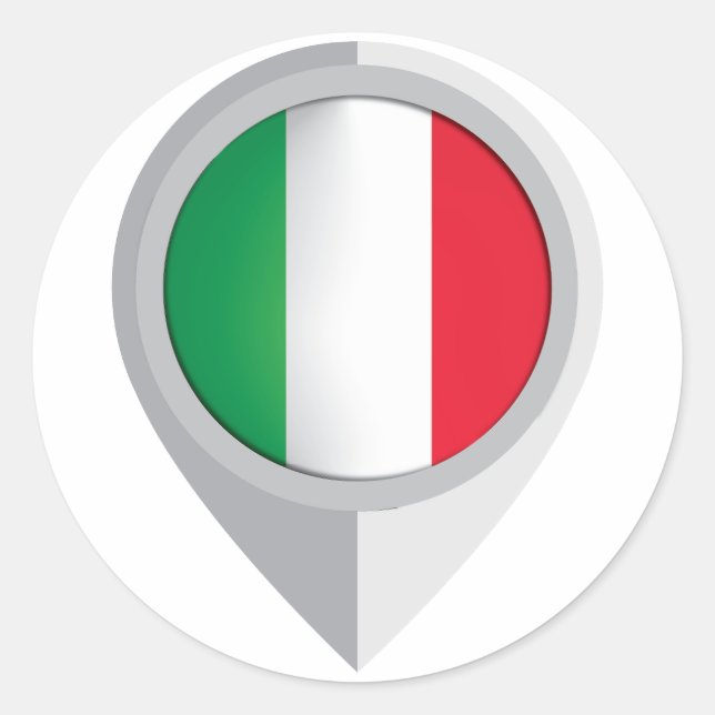 Italy Pin Location Flag Classic Round Sticker (Front)
