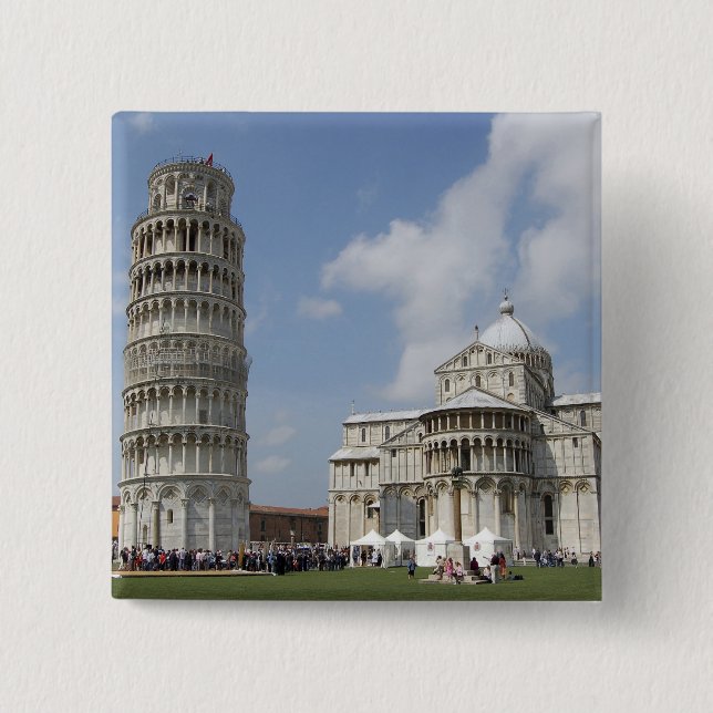 Italy, Pisa. Leaning Tower of Pisa and 15 Cm Square Badge (Front)