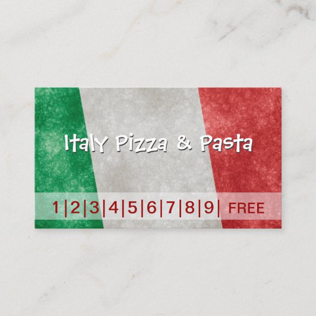 Italy Pizza & Pasta Business Loyalty Punch Card (Front)
