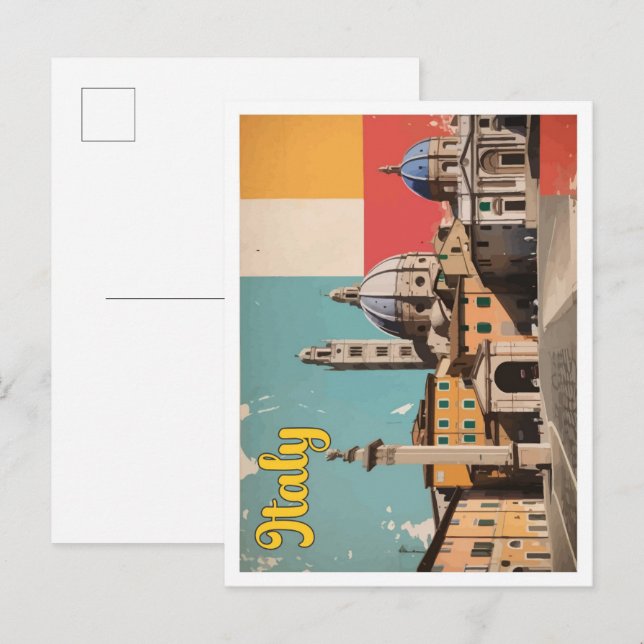 Italy Pop Art Travel Illustration Postcard (Front/Back)