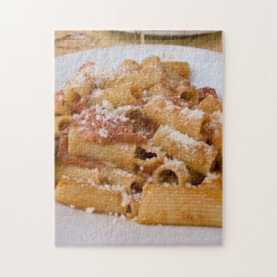 Italy, Positano. Display plate of rigatoni Jigsaw Puzzle