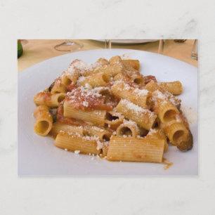 Italy, Positano. Display plate of rigatoni. Postcard