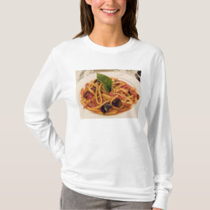 Italy, Positano. Plate of pasta and eggplant. T-Shirt