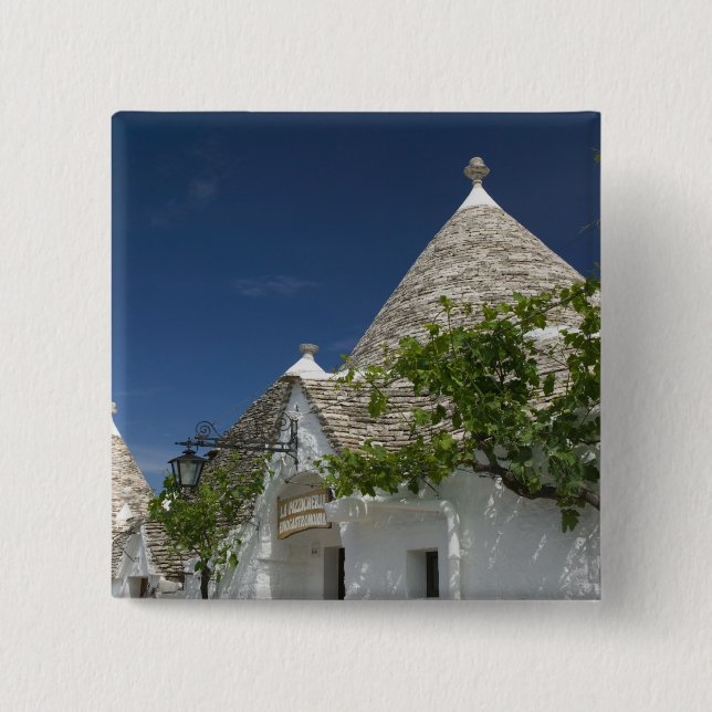 Italy, Puglia, Alberobello, Terra dei Trulli, 2 15 Cm Square Badge (Front)