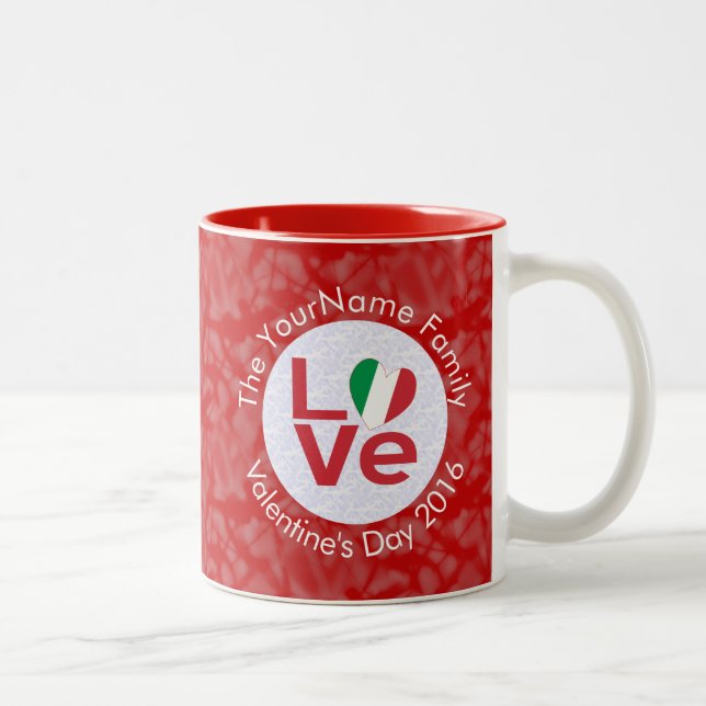Italy Red LOVE Flag Personalised  Two-Tone Coffee Mug (Right)