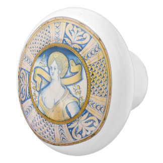 Italy Renaissance Vintage Art Woman Ceramic Knob