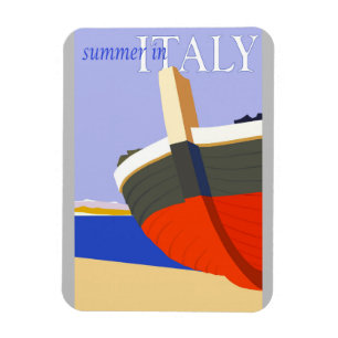 Italy Retro Vintage Italian Beach Travel Poster Magnet