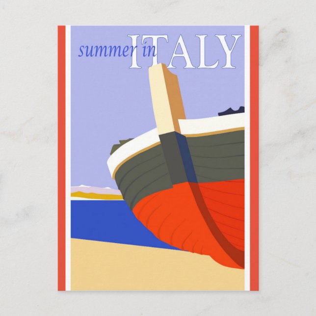 Italy Retro Vintage Italian Beach Travel Poster Postcard (Front)