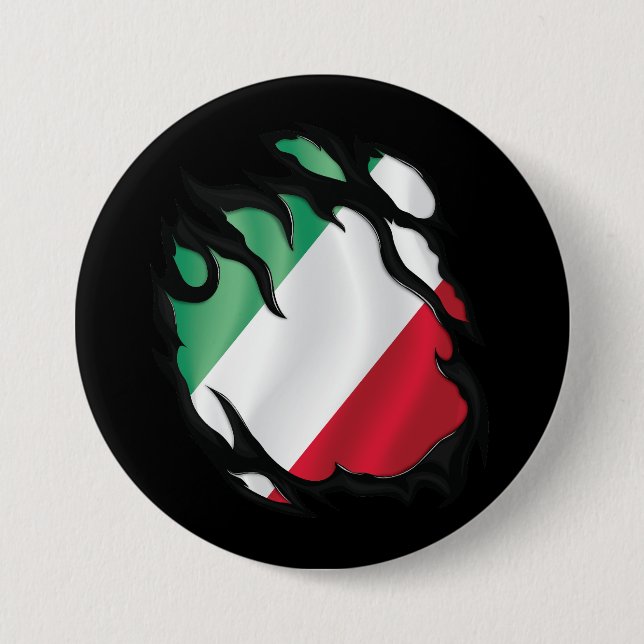 Italy Ripped Flag 7.5 Cm Round Badge (Front)