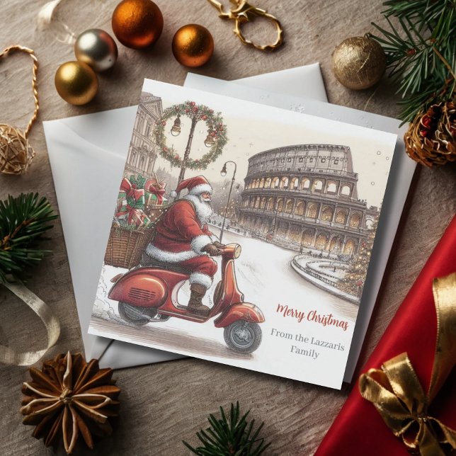 Italy Rome Christmas Watercolor Image Holiday Card (Creator Uploaded)