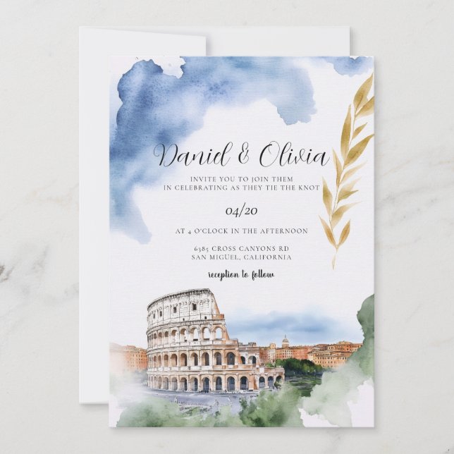Italy Rome landscape Destination Wedding Invitation (Front)