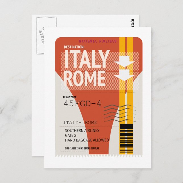 Italy Rome vacation ticket Postcard (Front/Back)