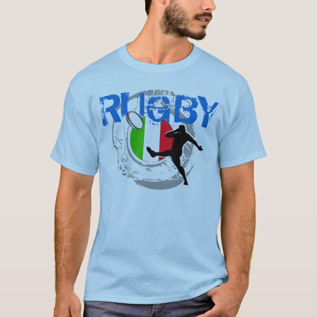 Italy Rugby Fans T-Shirt Kick (Front)