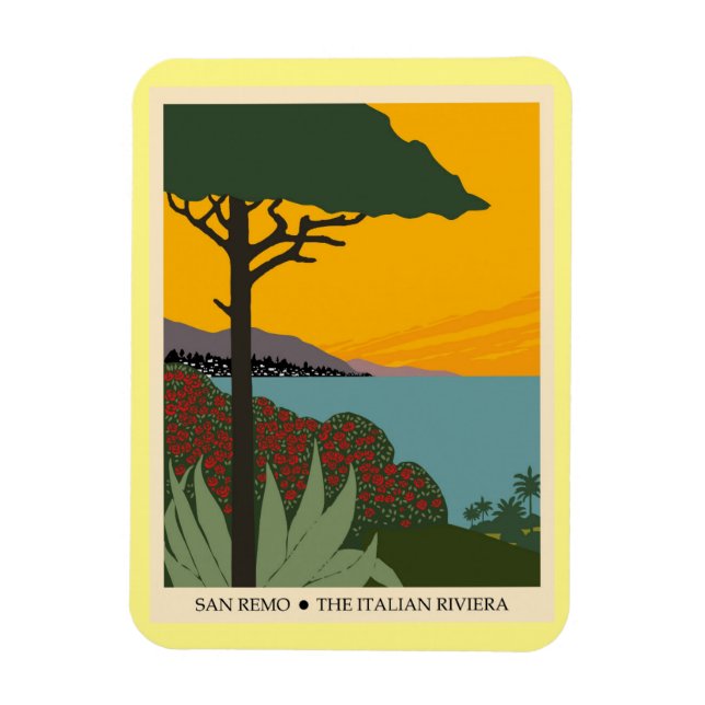 Italy San Remo Vintage Travel Poster Magnet (Vertical)