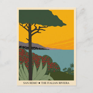 Italy San Remo Vintage Travel Poster Postcard