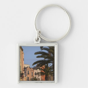 Italy, Sardinia, Cagliari. Buildings and palms Key Ring