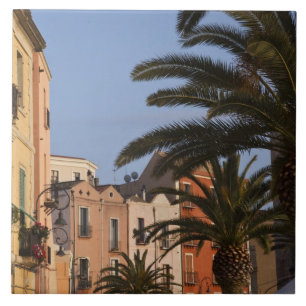 Italy, Sardinia, Cagliari. Buildings and palms Tile