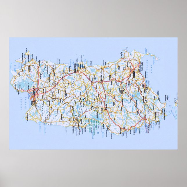 Italy - Sardinia - Sardinia Map - Poster (Front)