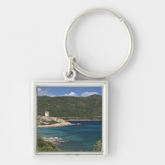 Italy, Sardinia, Teulada. Spanish tower. Key Ring (Front)