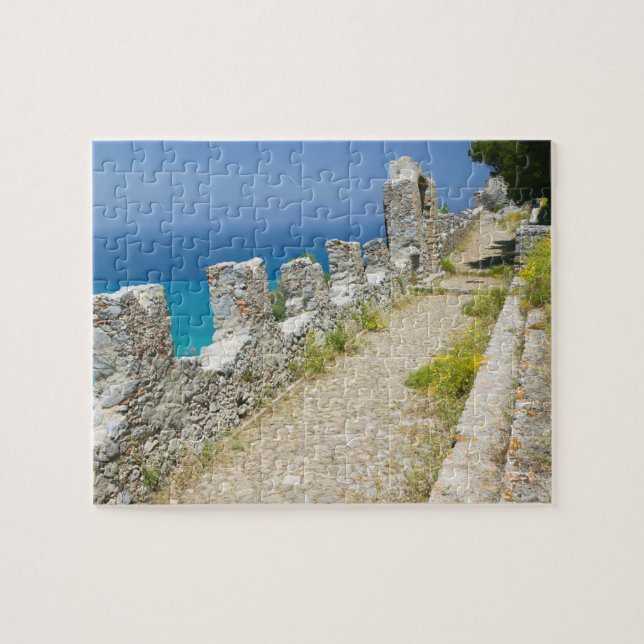 Italy, Sicily, Cefalu, Cliffside Walkway, La Jigsaw Puzzle (Horizontal)