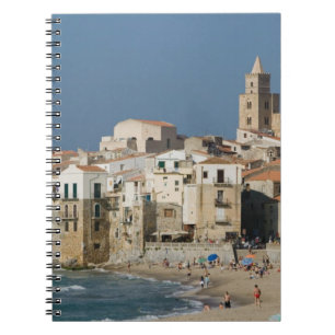 Italy, Sicily, Cefalu, Town View with Duomo from Spiral Notebook