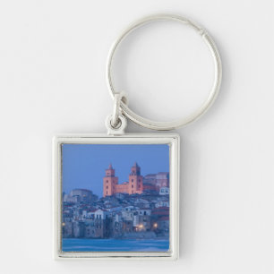 Italy, Sicily, Cefalu, View with Duomo from Key Ring