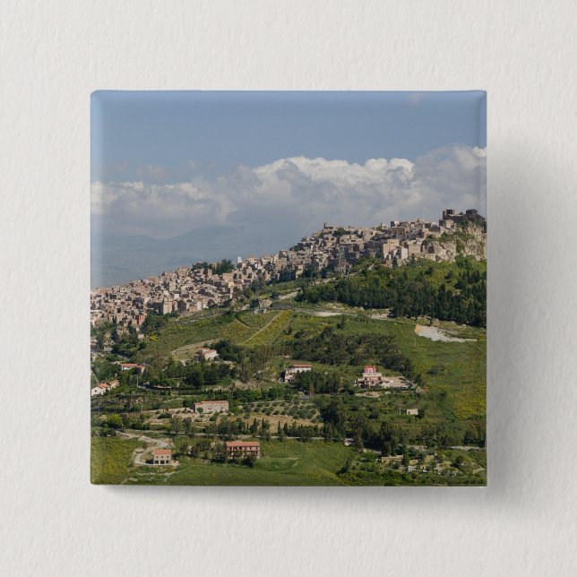 Italy, Sicily, Enna, Calascibetta, Morning View 15 Cm Square Badge (Front)