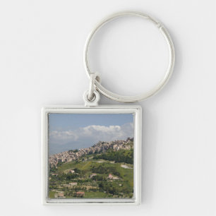Italy, Sicily, Enna, Calascibetta, Morning View Key Ring
